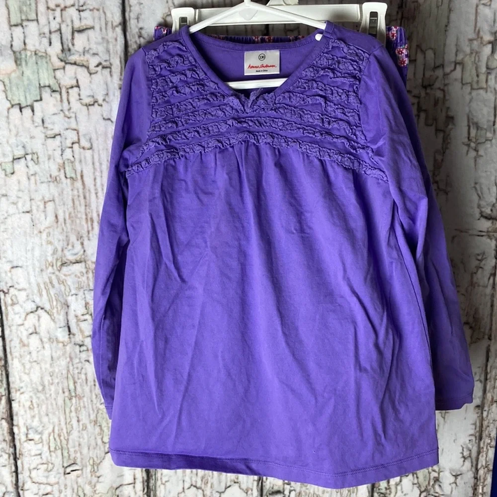 Hanna Anderson Purple floral cottagecore boho skirt /top for spring kids 8